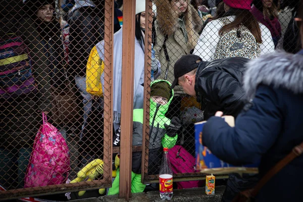 Przemysl Polen Februar 2022 Ukrainische Kinder Nach Dem Überschreiten Der — Stockfoto