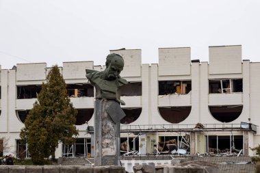 Borodianka, Ukrayna - 6 Nisan 2022: Rus ordusu tarafından bombalandıktan ve işgalden sonra şehir