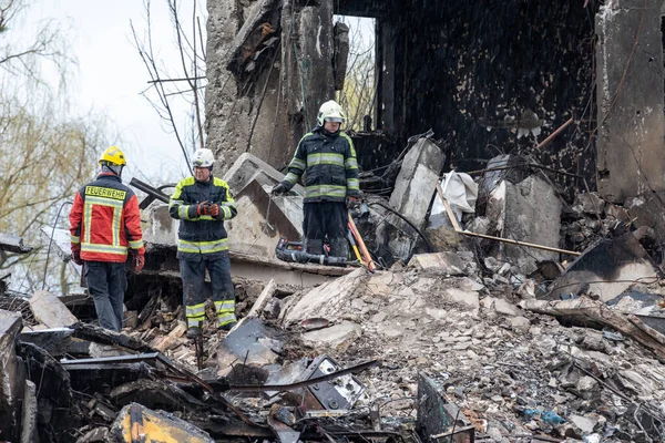 Borodianka, Ukrayna - 6 Nisan 2022: Rus ordusu tarafından bombalandıktan ve işgalden sonra şehir