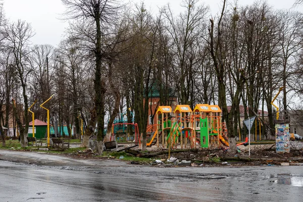 ボロディアンカ ウクライナ 4月2022 ロシア軍による爆撃と占領後の都市 — ストック写真