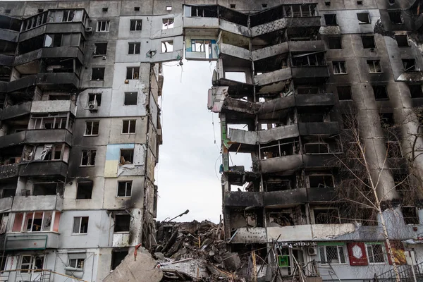 Borodianka Ucrania Abril 2022 Ciudad Después Del Bombardeo Ocupación Por Imagen de archivo