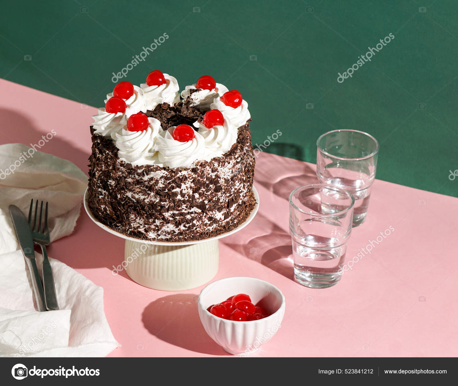 Schwarzwalder Kirschtorte Black Forest Cake Harsh Light Table