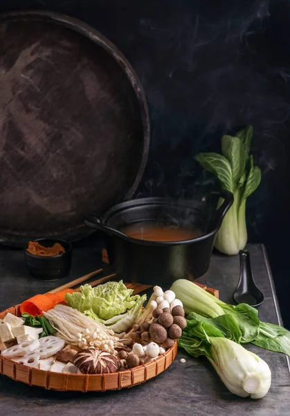 Miso Hot Pot Vegan Miso Nabe Ingredienser — Stockfoto