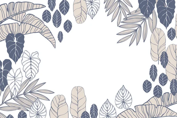 Векторний Фон Намальованими Руками Тропічними Рослинами Ескізна Ілюстрація — стоковий вектор