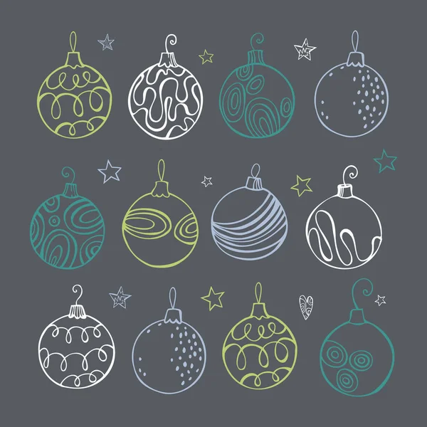 Handgezeichnete Weihnachtskugeln Vektorskizze Als Illustration — Stockvektor