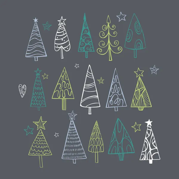 Handgezeichnete Weihnachtsbäume Vektorskizze Als Illustration — Stockvektor