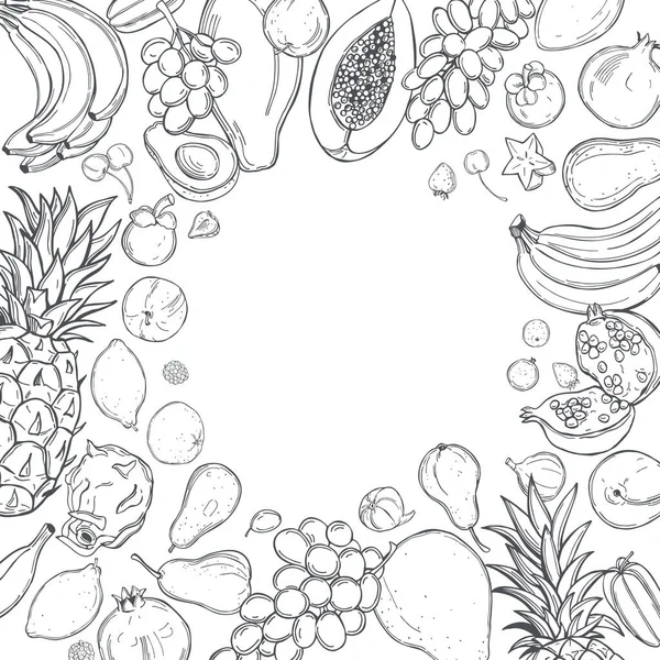 El yapımı meyveler. Vektör arkaplanı. Çizim çizimi.
