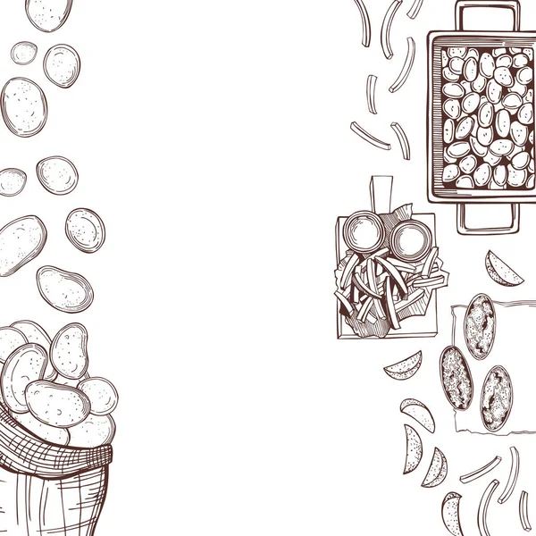 Des Plats Faits Main Partir Pommes Terre Frites Frites Rustiques — Image vectorielle