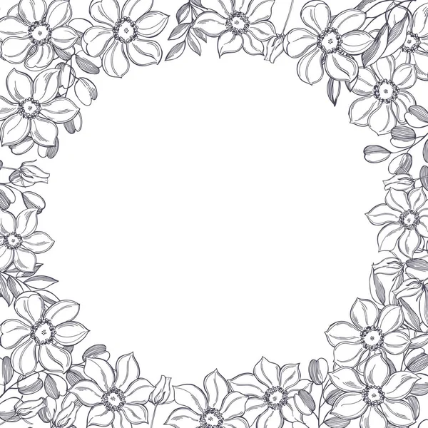 Floral Wedding Background Hand Drawn Flowers Leaves — Stock Vector