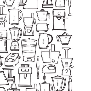 El yapımı mutfak gereçleri. Vektör arkaplanı. Çizim çizimi.