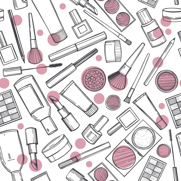Makyaj için el yapımı makyaj malzemeleri. Vektörsüz desen.