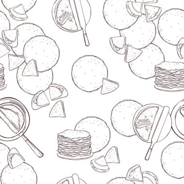 Elle çizilmiş krepler, ince krepler. Vektörsüz desen 