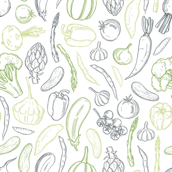 Vektornahtloses Muster Mit Handgezeichnetem Gemüse — Stockvektor