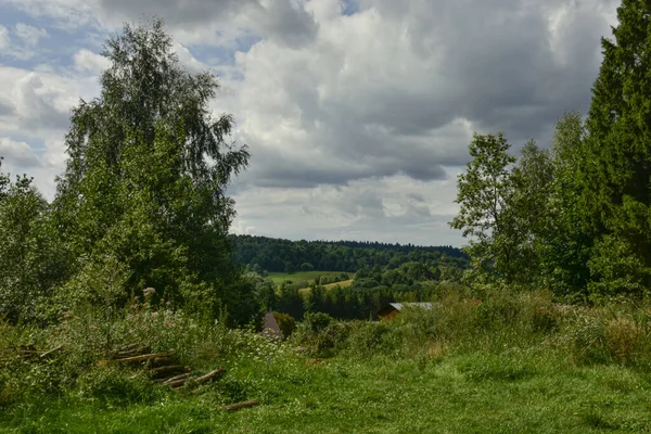 Bieszczady Polska Gröna Berg Skogar Ängar Natur Och Sevärdheter Cykelvagnar — Stockfoto