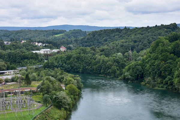 Bieszczady View Artificial Solina Lake Polish Tourist Attraction Cloudy Day — Stock Photo, Image