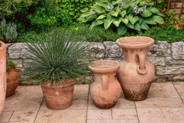 Show gardens, grass garden, summer garden, flower pots, gazebos, pond, flowers, molded plants.
