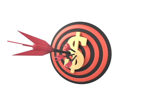 Accurate Hit Money Target Black Red Target Arrows Hitting Flying — Zdjęcie stockowe