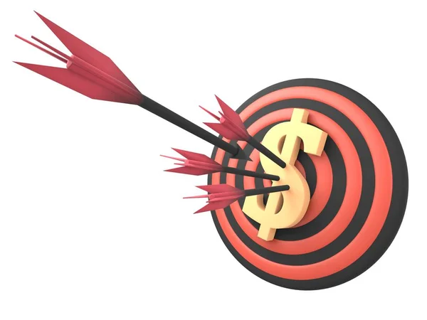 Accurate Hit Money Target Black Red Target Arrows Hitting Flying — 스톡 사진