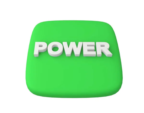 Visualisering Grön Knapp Med Vit Volymetrisk Beteckning Power Mjukt Grön — Stockfoto