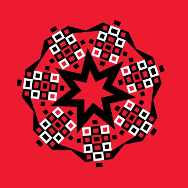 kırmızı yıldız patlaması geometrik madalyon