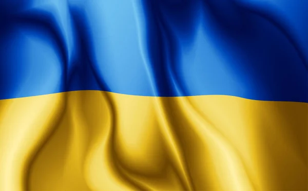 Textile Flag Symbols Ukraine Rendering — Φωτογραφία Αρχείου