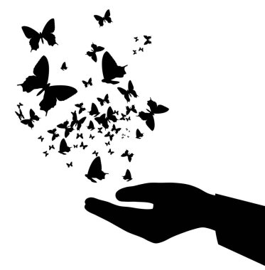 El ele tutuşan kelebekler, vektör çizimi