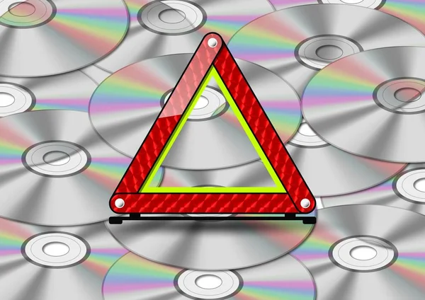 Triángulo Advertencia Reflectante Copia Seguridad Datos — Foto de Stock