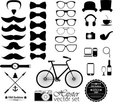 Hipster style icon set clipart