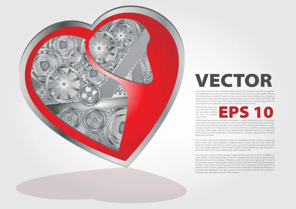 Engrenagens e rodas dentadas forma do coração —  Vetores de Stock