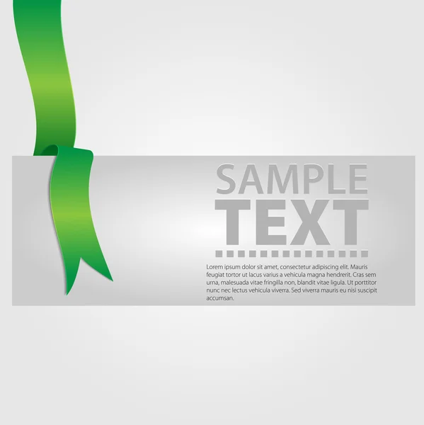 Gray banner with green ribbon — Stock Vector