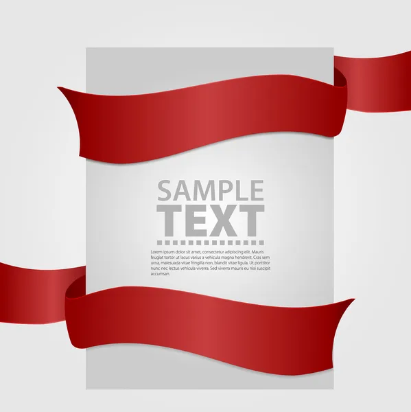 Bandiera grigia con nastro rosso — Vettoriale Stock