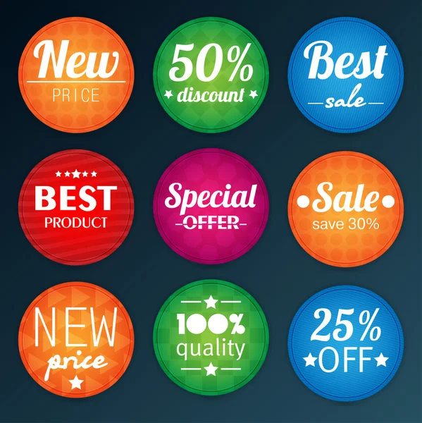 Set of colorful advertising stickers — Stock Vector