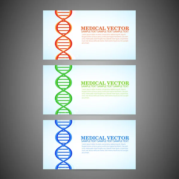 Three banners with DNA — Stock Vector