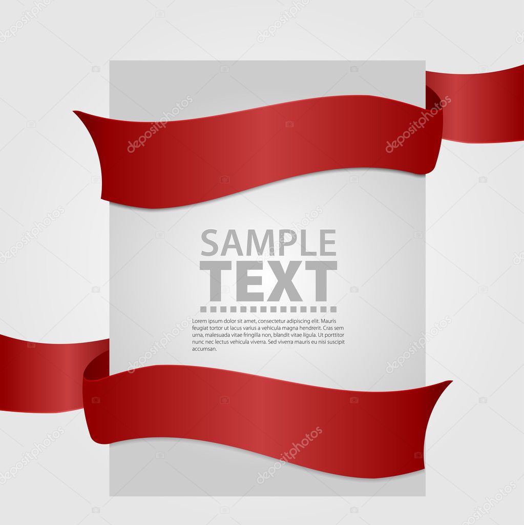 Gray banner with red ribbon