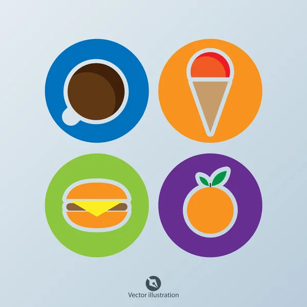 Τέσσερα χρώμα σχεδίου τροφίμων εικονίδιο — Διανυσματικό Αρχείο