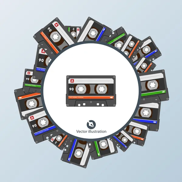 Cinta de cassette fondo — Vector de stock