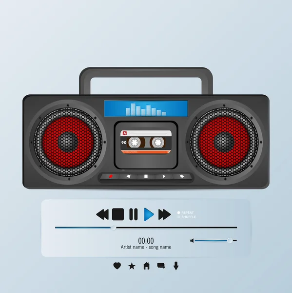 Boom box borítékban — 스톡 벡터