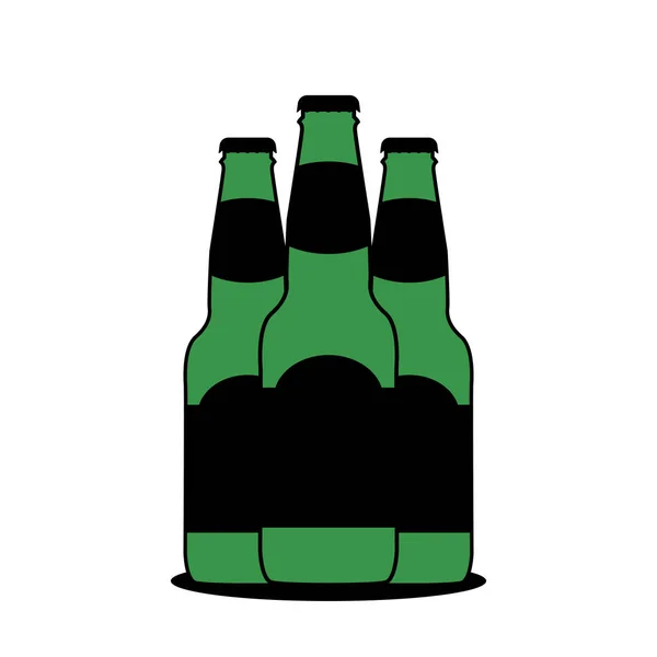 白色背景下分离的三瓶绿瓶的矢量图像 — 图库矢量图片