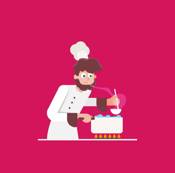 Ilustración Vectorial Del Chef Diseño Plano — Vector de stock