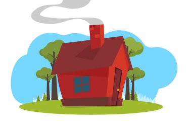 Düz bir aile evi. Vektör illüstrasyonu.