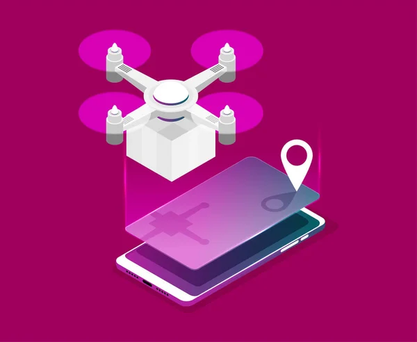 Conception Pour Landing Page Avec Quadcopter Image — Image vectorielle