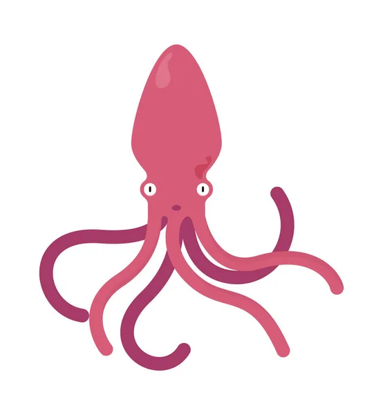 stock vector Pink octopus, sea creature in flat design. character vector illustration.