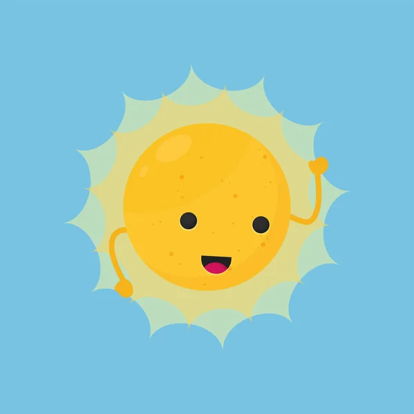 Vector Plano Divertido Lindo Sol Con Cara — Vector de stock