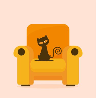 Uyuyan bir çizgi film kedisi düz vektörü