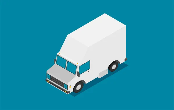 送货车和纸板包装等距图标 矢量插图 — 图库矢量图片