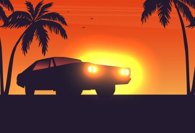 Manzaralı düz vektör pankartı. Arkaplan resimlemesi