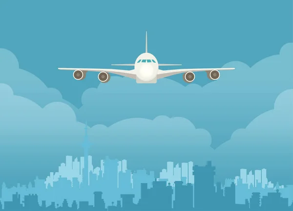 Plano Avión Cielo Vector Ilustración Estilo Plano — Vector de stock