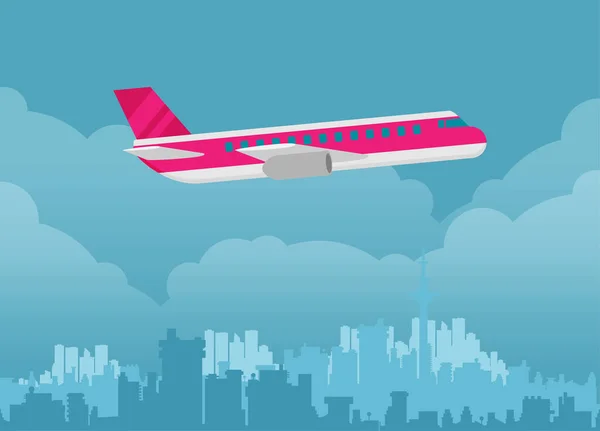 Plano Avión Cielo Vector Ilustración Estilo Plano — Vector de stock