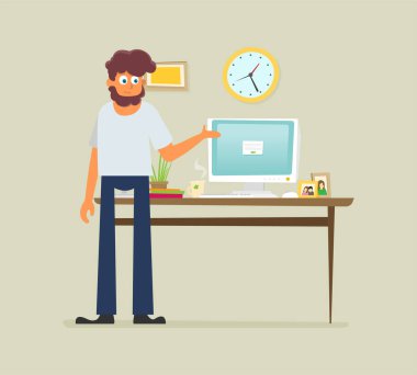 Çalışma istasyonu, web ve tasarım için düz tasarım