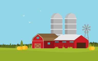 Çiftlik düz manzara. Doğal arka plan, organik tarım ürünleri.